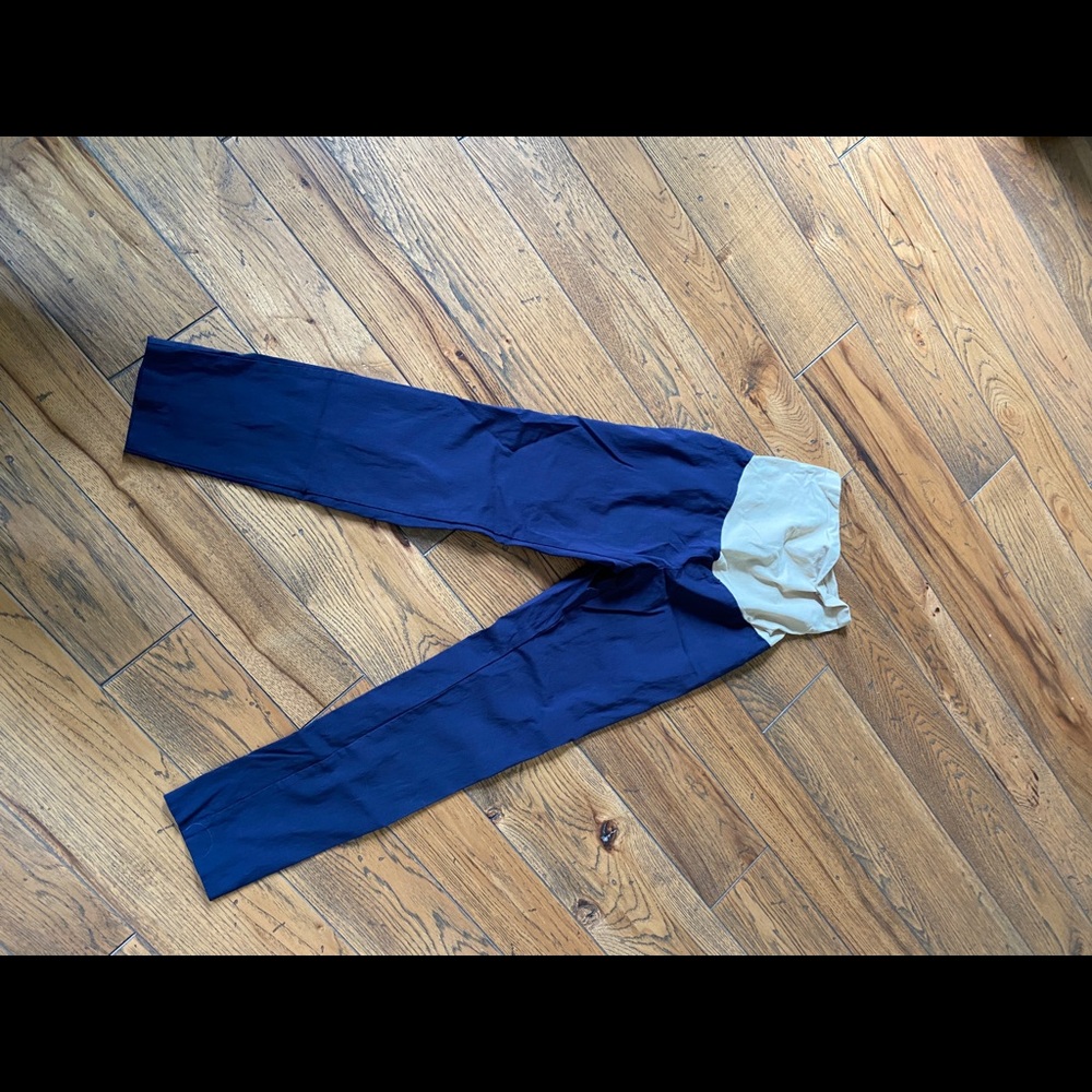 Navy maternity dress pants full panel skinny